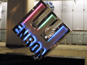 Enron's logo at its headquarters in 2001.