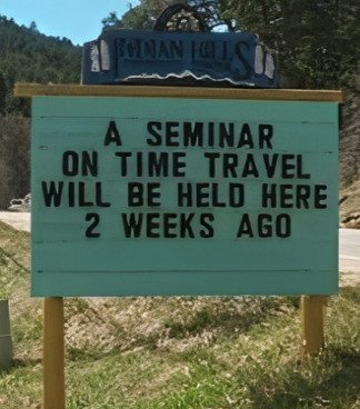 time travel seminar will be held 2 weeks ago